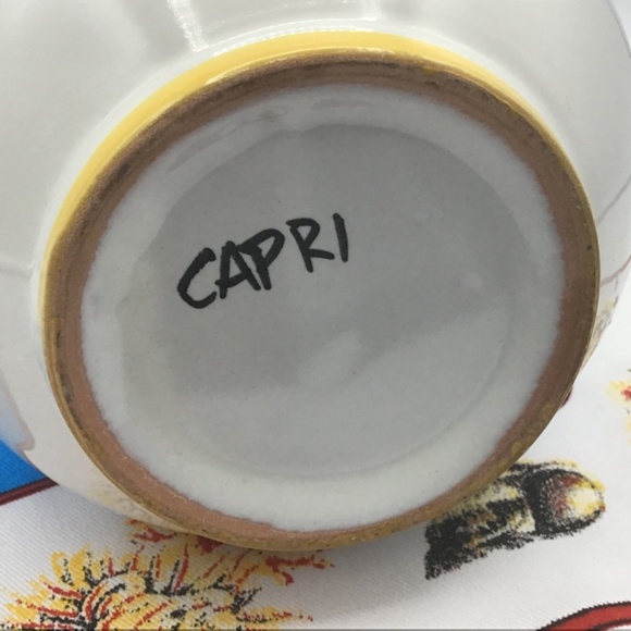 Italy Capri Water/Wine Jug With Lemons Design & Kitchen Towel w local fish - Picture 11 of 11